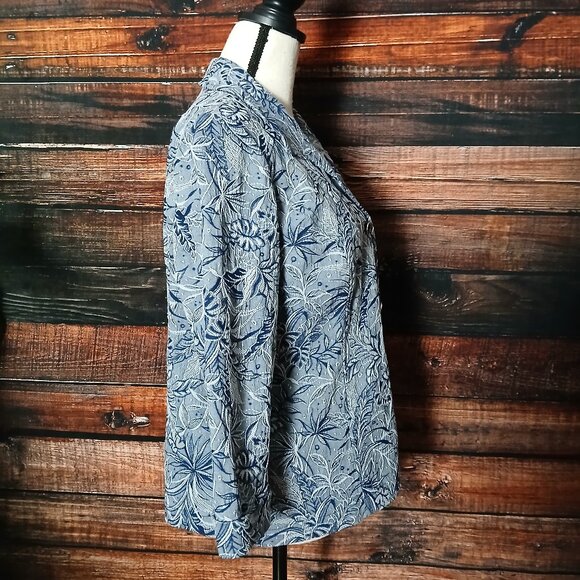 Chico's Blazer Jacket Size 1 US M Embroidered Botanical Button Front - Picture 7 of 10